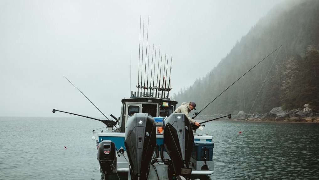 Alaska scene with Mercury powered boat